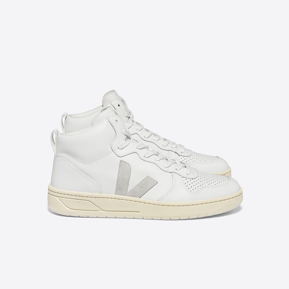 Veja V-15 Women's White and Gray High-Top Sneakers